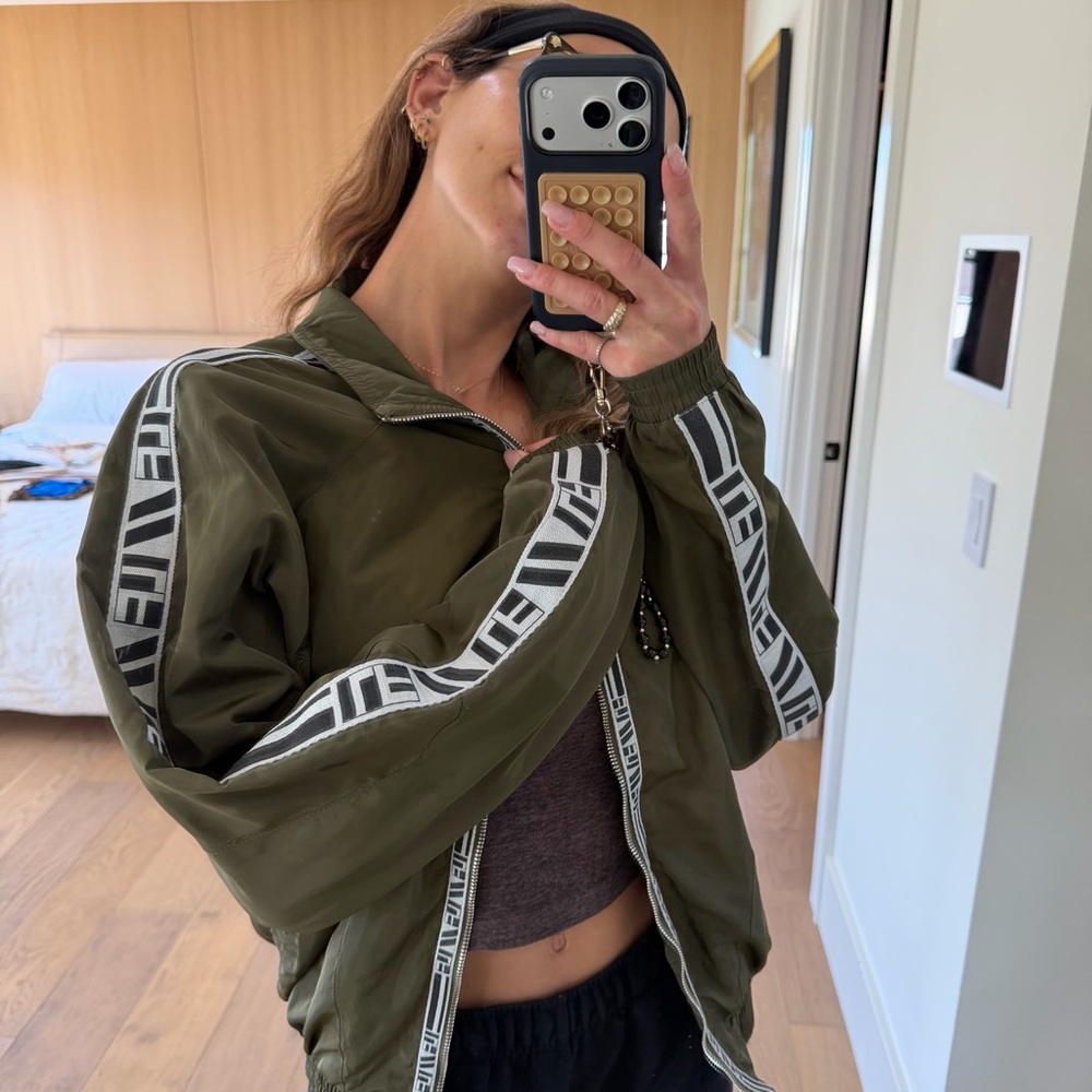 LF Olive Bomber Jacket with White Accents